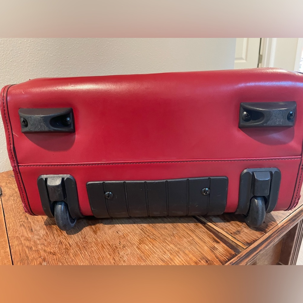 Jack Georges Milano Red Leather Rolling Laptop Briefcase/Vertical Wheeler - Picture 15 of 16